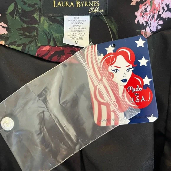 Pinup Couture Mariette Peplum Jacket In Dark Bella Roses Gabardine - Med - NWT - Picture 12 of 14